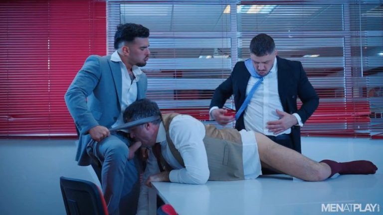 MenAtPlay in Bareback Office Threesome: Jay Roberts, Dato Foland, and Pol Prince